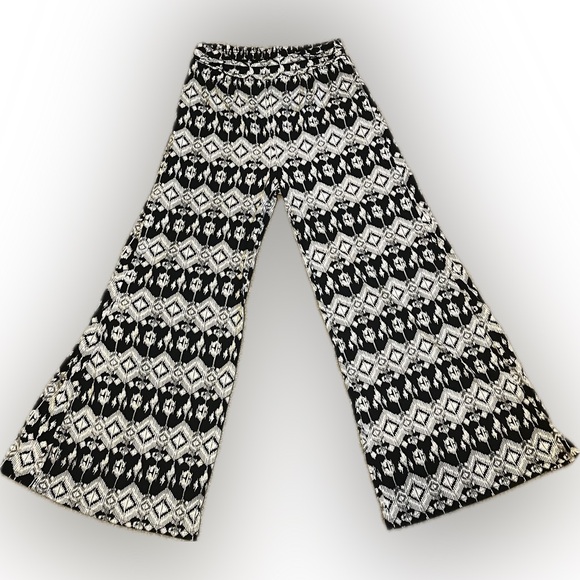 Urban Mangoz Pants - Urban Mangoz Tribal Boho Patterned Wide-Leg Palazzo Pants size L